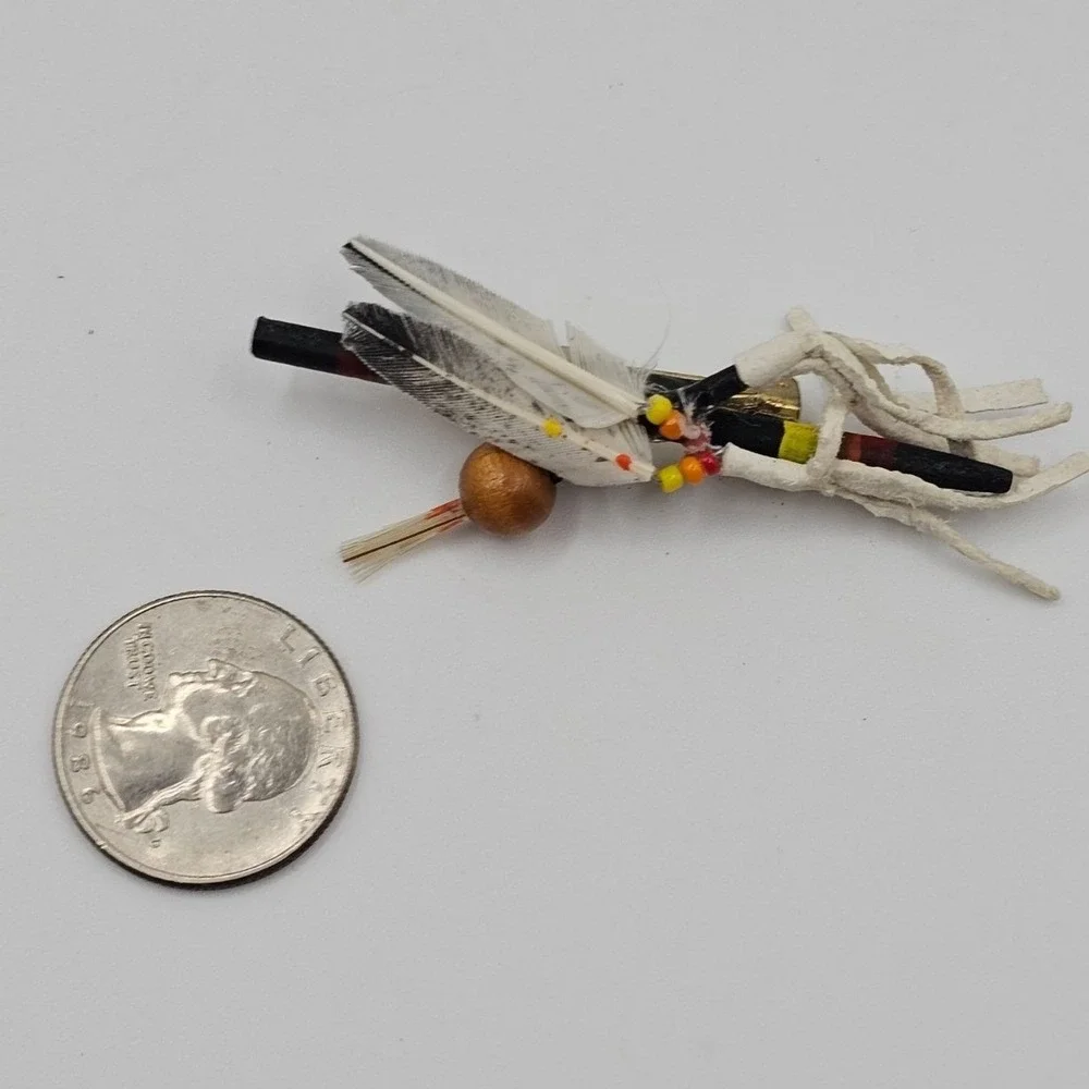 Style Beaded Feather Brooch Pin White Multicolor Southwestern‎ Boho Tribal Style